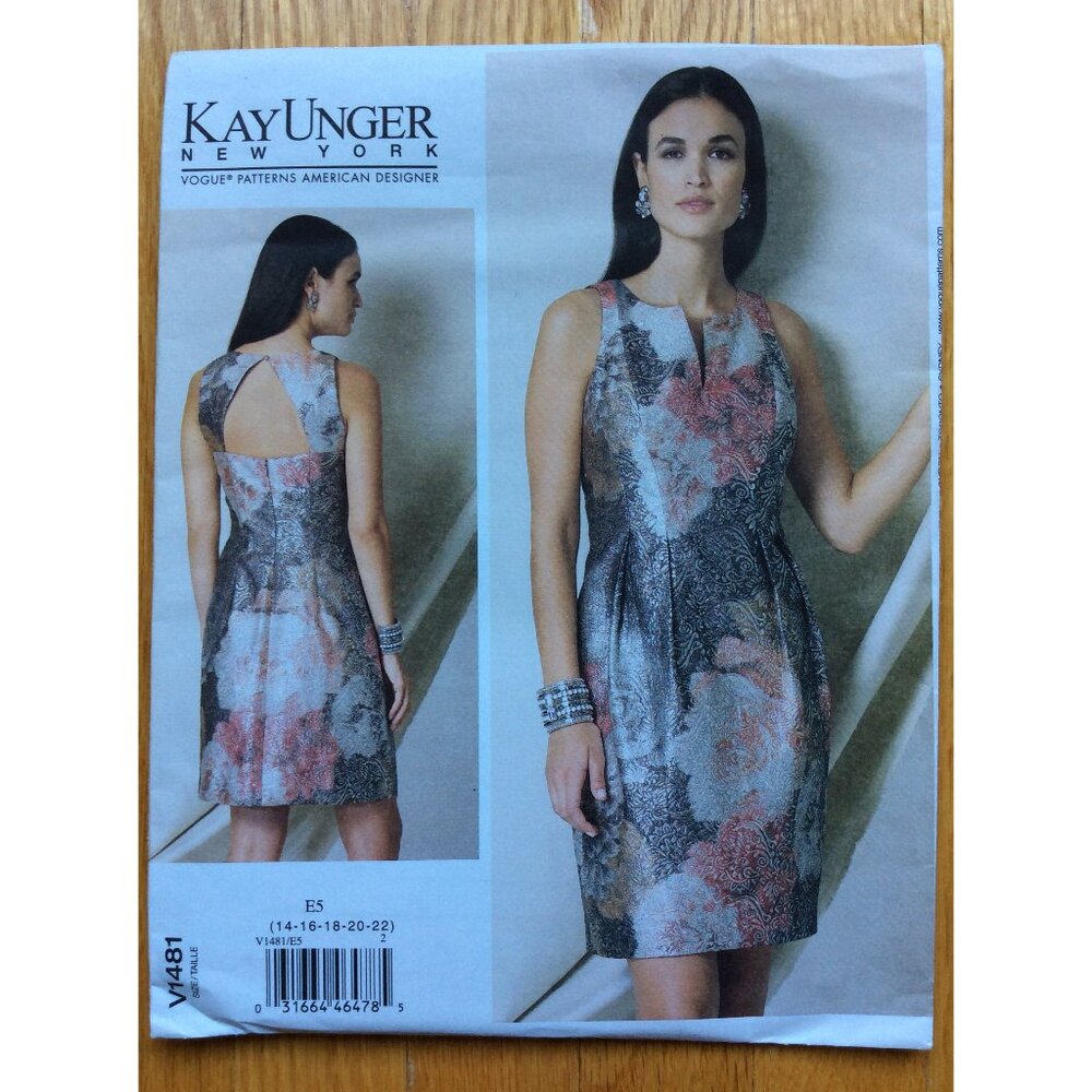 Misses Cocktail Dress Pattern Kay Unger Vogue American Designer 1481 Sz 14 - 22